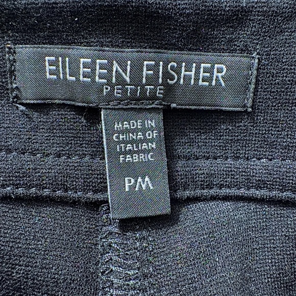Eileen Fisher Soft Viscose Classic Black Straight Leg Pants. 2 Button Closure. - Picture 3 of 12